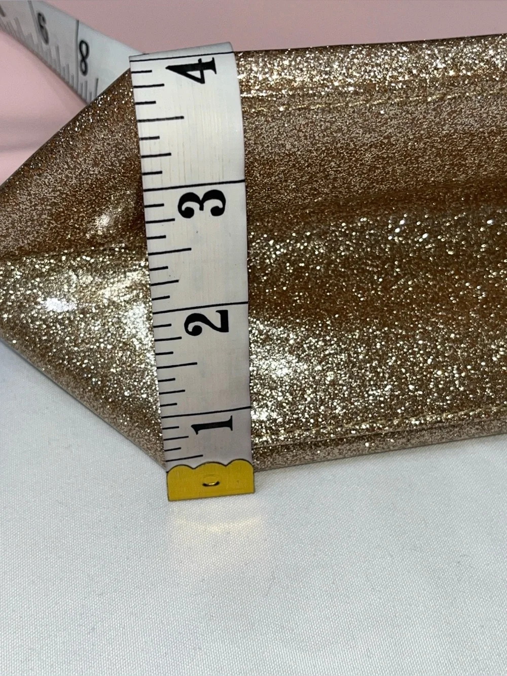 Jimmy Choo Parfum Tote Bag Pink & Gold Glitter Large Shoulder Bag Faux Leather